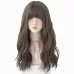 Ladies Long Hair Slightly Curly Wig Natural Fluffy Hair Cover Dark Brown