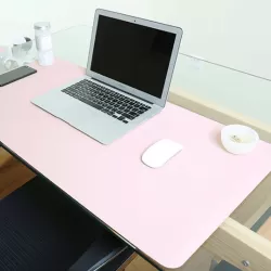 Multifunction Business Double Sided PU Leather Mouse Pad Keyboard Pad Table Mat Computer Desk Mat  Pink White