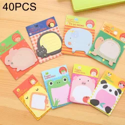 40 PCS Cartoon Animal Shaped Self Adhesive Memo Pad N-times Sticky Notes Bookmark School Office Supply Random Style Delivery