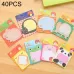 40 PCS Cartoon Animal Shaped Self Adhesive Memo Pad N-times Sticky Notes Bookmark School Office Supply Random Style Delivery