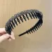 Acrylic Hair Accessories Flocking Cloth Rhinestone Wave Non-Slip Headband With Comb Teeth Black