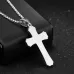 1213 Three Layer Cross Necklace Titanium Steel Men Necklace Steel Color Pendant and  Pearl Chain