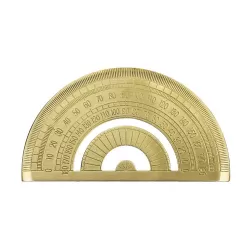Brass Retro Drawing Ruler Measuring Tools 0-180 Degree Protractor