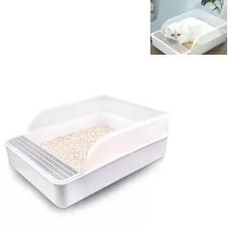 Cat Litter Box Semi-closed Square Feces Basin Pet Toilet