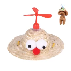 Pet Bamboo Dragonfly Straw Hat Headdress Cat Dog Decoration Eye