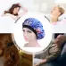 2 PCS Women Satin Night Sleep Cap Hair Bonnet Hat Silk Head Cover Wide Elastic Band Royal Blue Flower