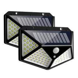 2 PCS 100 LEDs Outdoor Patio Solar Induction Wall Light Adjustable Balcony Garden Lighting Small Street Light