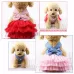 Pet Mesh Skirt Dress Dog Cat Clothes Suspenders Stripes Pink