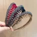 Acrylic Hair Accessories Flocking Cloth Rhinestone Wave Non-Slip Headband With Comb Teeth Black