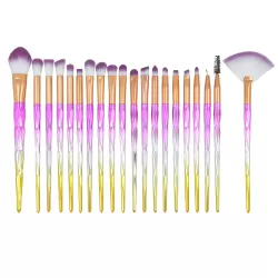 20 in 1 Diamond Handle Eye Brush Multi-functional Makeup Brush Pink and Blue Handle and Purple Brush