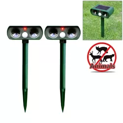 2 PCS Powerful Ultrasonic Solar-powered Animal Repeller With PIR Sensor and Light Sensor Got the CE or ROHS Certification