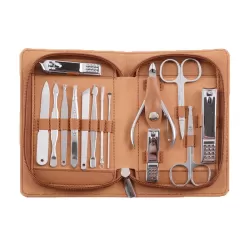 14 In 1 Nail Clippers Set Stainless Steel Beauty Manicure Tool Brown