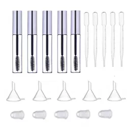 5PCS 12ml Empty Mascara Tube With Eyelash Wand and 5pcs Funnels And Transfer Pipettes Set For Castor Oil DIY Container Set
