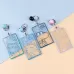 2 PCS Transparent Acrylic Push Pull Card Sleeve Bell Keychain Ring ID Card Sleeve