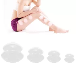 4 Cups in Set Health Care Body Massage Cupping Therapy Anti Cellulite Silicone Vacuum Cups White