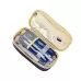 Angoo Cotton And Linen Large Capacity Pencil Stationery Bag Navy and Beige