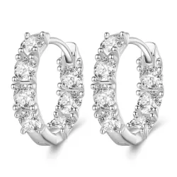 BSE734 Sterling Silver S925 Zirconia Budding Flower Earrings