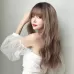 Ladies Long Hair Slightly Curly Wig Natural Fluffy Hair Cover Dark Brown