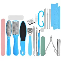 20 In 1 Foot File Grinding Exfoliating Manicure And Pedicure Kit Blue