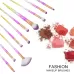20 in 1 Diamond Handle Eye Brush Multi-functional Makeup Brush Pink and Blue Handle and Purple Brush