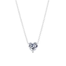 Crystal Heart Pendant Necklace Female Short Chain Necklace Silver
