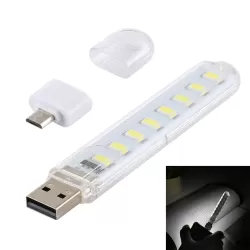 8LEDs 5V 200LM USB LED Book Light Portable Night Light with Micro Adapter White Light