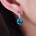 925 Sterling Silver Women Shiny Shape Micro-inserts Zircon Earrings Water Blue