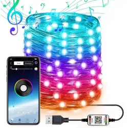 5m 50 LED RGB USB LED Copper Wire Light String Holiday Decoration Light String Bluetooth Mobile APP Control