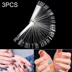 3 Set Fan-shaped Nail Mold Swatch Nail Polish Color Card Nail Art Display Board With nails transparent