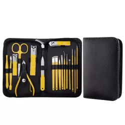 18 In 1 Yellow Nail Clipper Set Manicure Set Stainless Steel Nail Clipper Manicure Tool