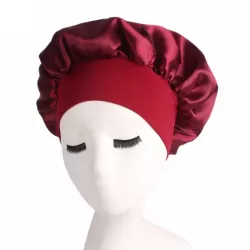 2 PCS TJM-301 Night Cap With Wide Brim And Elasticity Headband Ladies Chemotherapy Cap Hair Care Hat Red Wine
