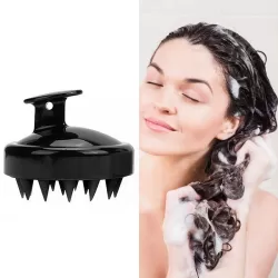 Silicone Head Scalp Massage Brush Hair Washing Scalp Cleanse Comb Black