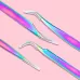 3 In 1 Colorful Titanium Nail Art Eyelash Tweezers Stainless Steel Colorful High Precision Grafting Eyelash Curler
