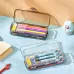RJ 26 Large Capacity Simple Pen Bag Hand Lifting Transparent Double Layer Student Stationery Storage Box