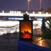 Outdoor LED Table Lamps Artificial Fireplace Candlestick Charcoal Flame Retro Decoration Warm Light