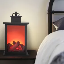 Outdoor LED Table Lamps Artificial Fireplace Candlestick Charcoal Flame Retro Decoration Warm Light