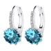 925 Sterling Silver Women Shiny Shape Micro-inserts Zircon Earrings Water Blue