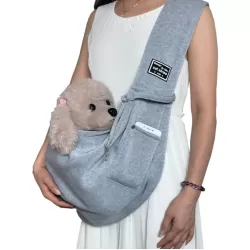 Pet Outing Carrier Bag Cotton Messenger Shoulder Bag Gray