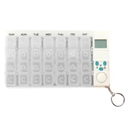 7 Days Pill Box with Digital Timer White