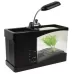 USB Desktop Aquarium Mini Fish Tank with Running Water and 6 LED Light LCD Clock Display with Calendar Time and Alarm