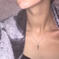 Women Fashion Bright Electroplating Cross Jewelry Necklace Silver