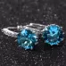 925 Sterling Silver Women Shiny Shape Micro-inserts Zircon Earrings Water Blue