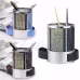Desk Mesh Pen Pencil Holder Perpetual Calendar Office Supplies Multifunctional Digital LED Pens Storage Box