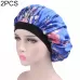 2 PCS Women Satin Night Sleep Cap Hair Bonnet Hat Silk Head Cover Wide Elastic Band Royal Blue Flower