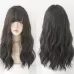 Ladies Long Hair Slightly Curly Wig Natural Fluffy Hair Cover Dark Brown