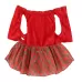 Christmas Pet Dog Plaid Butterfly Skirt