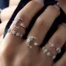 5 PCS in Set Vintage Women Star Moon Adjustable Ring Set