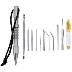12 PCS in Set Silver Umbrella Rope Needle Marlin Spike Bracelet DIY Weaving Tool