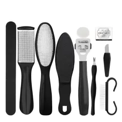 10 In 1 Foot File Clean Tool Kit Foot Care Pedicure Tools Set Black