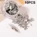 10 PCS K Gold Tin Foil Nail Decoration Nail Polish Adhesive Sticker 02 Silver